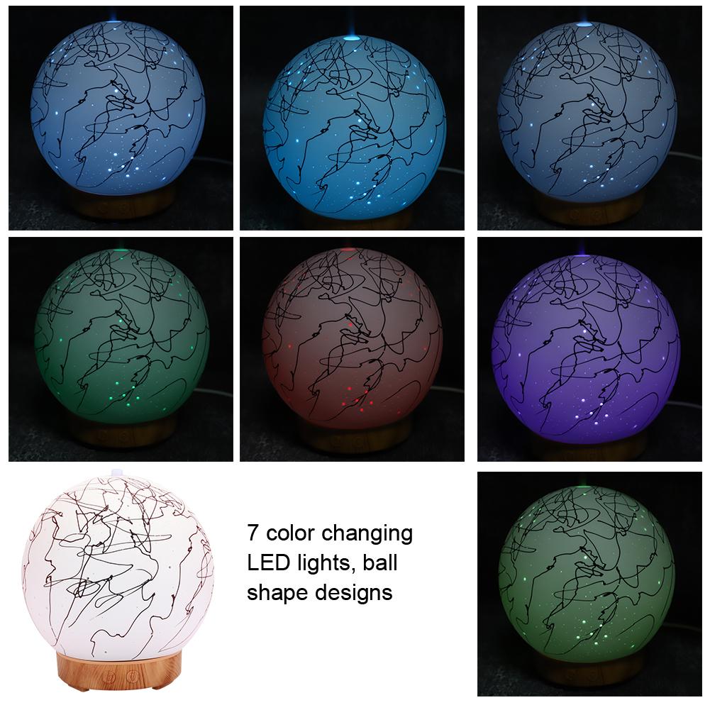 Sfera rotonda Forma Umidificatore Aromaterapia Diffusore 7 Colori ah CONDOTTO LA Luce di Notte Umidificatore Dispositivi di Cottura A Vapore