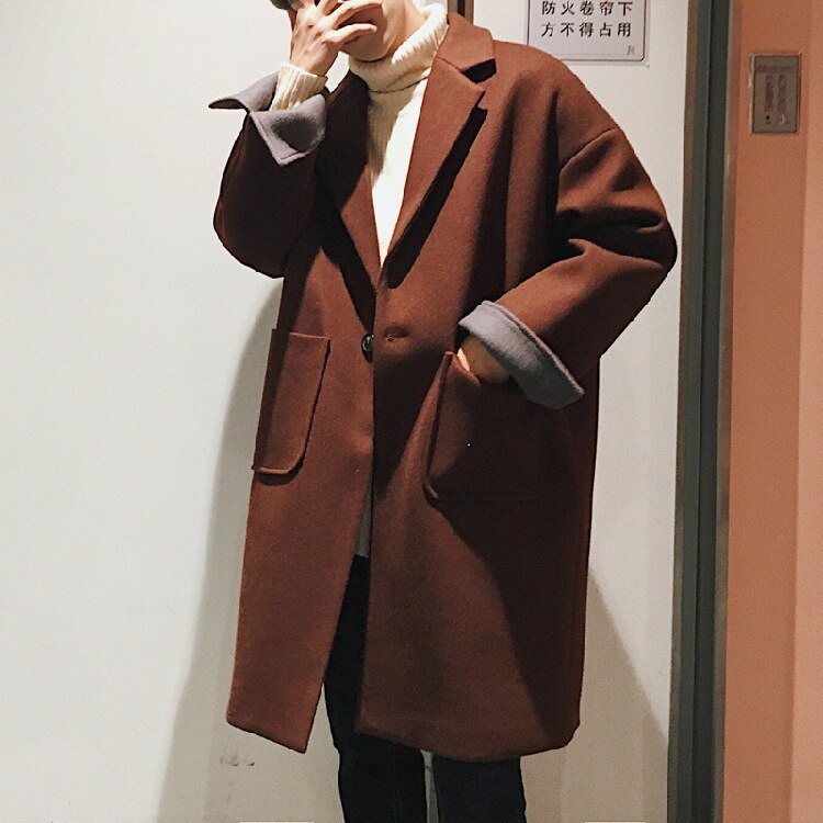 Autumn Men Thick Warm Blend Coat Wine Red Woolen – Vicedeal