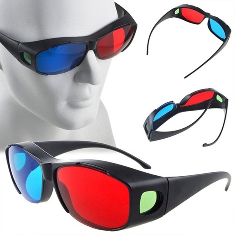 1Pcs Red Blue 3D Glasses Black Frame For Dimensional Anaglyph TV Movie DVD Game