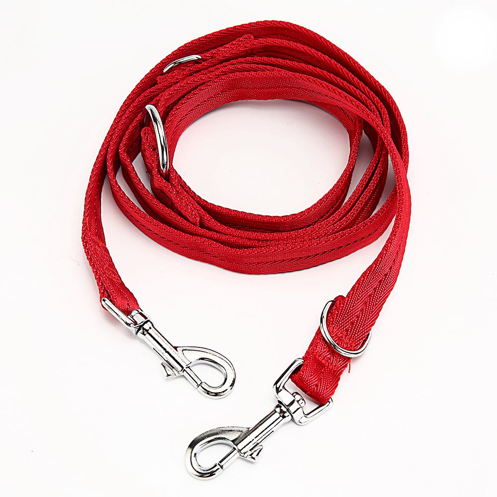 Dubbele Nylon Hondenriem voor Huisdieren Accessoires Dual Hondenriem Multifunctionele Honden Riemen Huisdieren Producten Halsbanden en Leads FF0003: red / M 2.0x190 cm