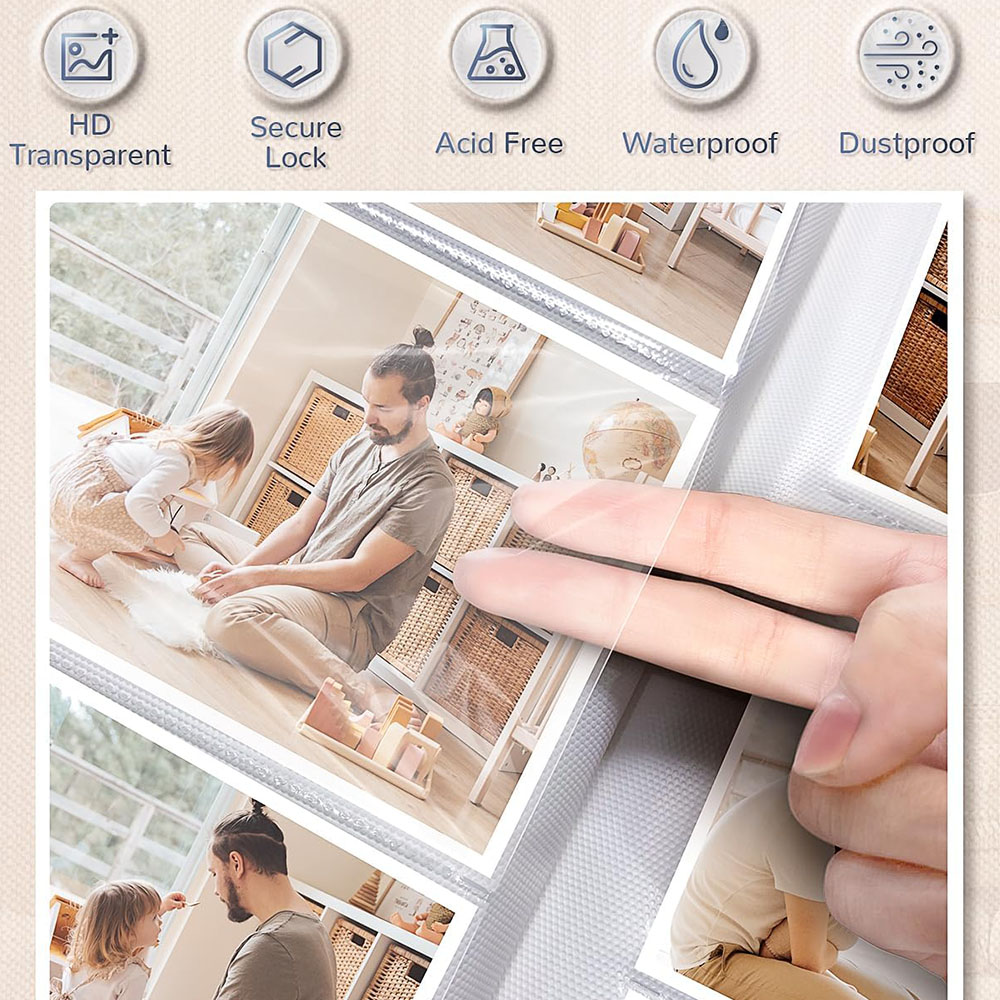 Fotoalbum med 300 lommer, fotobøker med 4 x 6 bilder, bildealbum med innstikk, bryllup, familie, jubileum, fotooppbevaring, jul