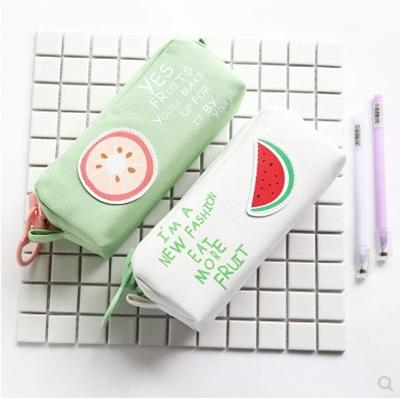 coloré grande capacité porte-crayon Kawaii dessin animé stylo sac boîte mignon toile crayon école papeterie fournitures 050022