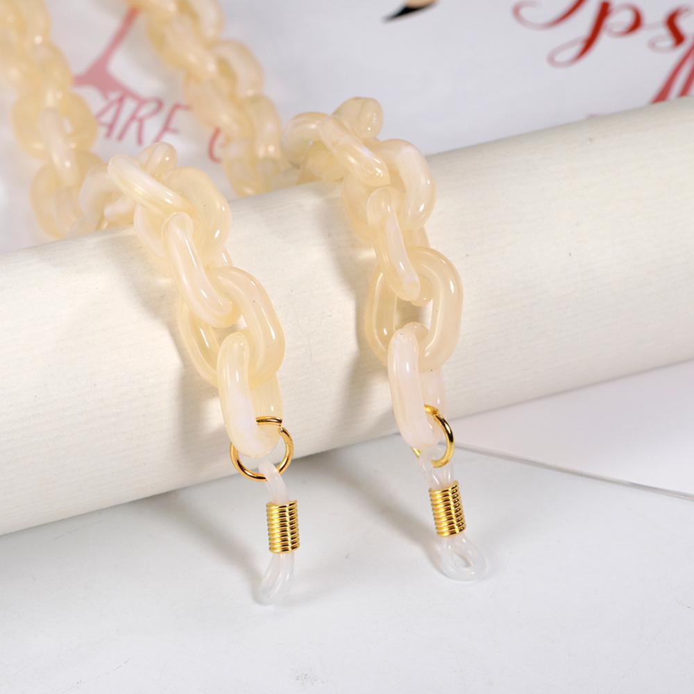 Teamer Punk Bril Ketting Voor Mannen Vrouwen Acryl Lanyard Zonnebril Kettingen Straps Cords Hals Houder Brillen Anti-Slip Ketting: Cream-gold