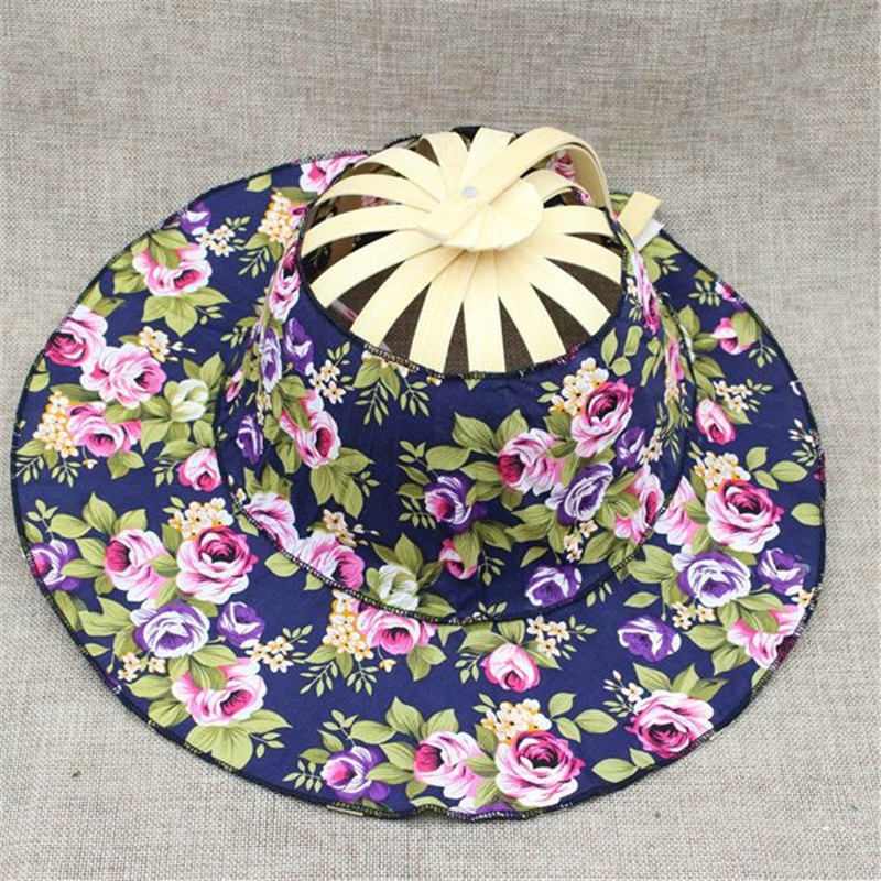 Gorra de viaje plegable para mujer y niña, gorro de tela Floral, de bambú, para verano
