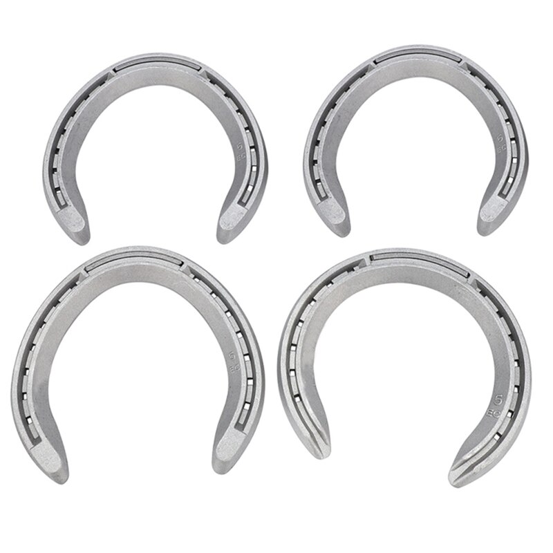 8 Pcs Horse Equipment Aluminum Alloy Horseshoes 2 Front+2 Rear Farrier Tools for Tournament Play,4 Pcs No.5 & 4 Pcs No.4