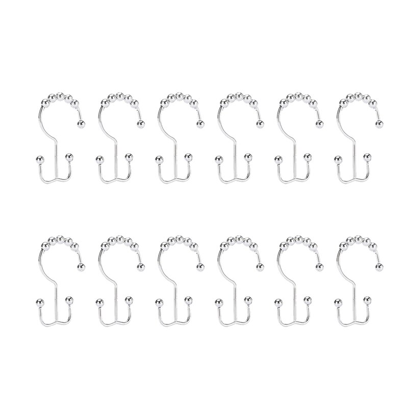 Rodillo de acero inoxidable para Cortina de ducha, gancho pulido, decoración de baño, 12 unidades
