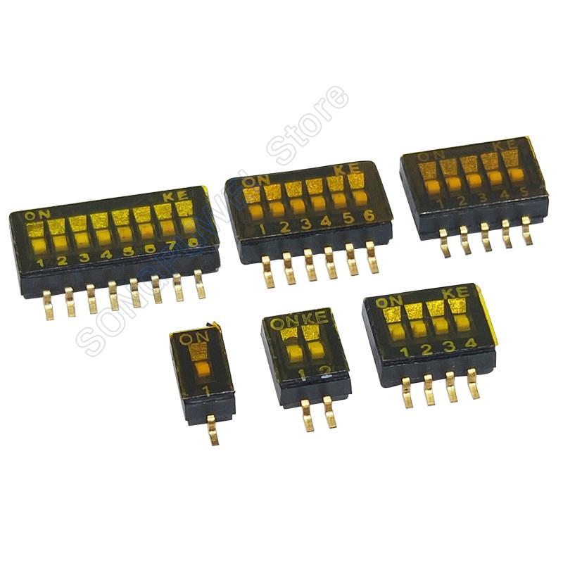 10Pcs/lot SMD Switch Toggle Switches 1.27mm Slide Type Switch 1P/2P/3P/4P/5P/6P/8P/10P Bit black Dial switches