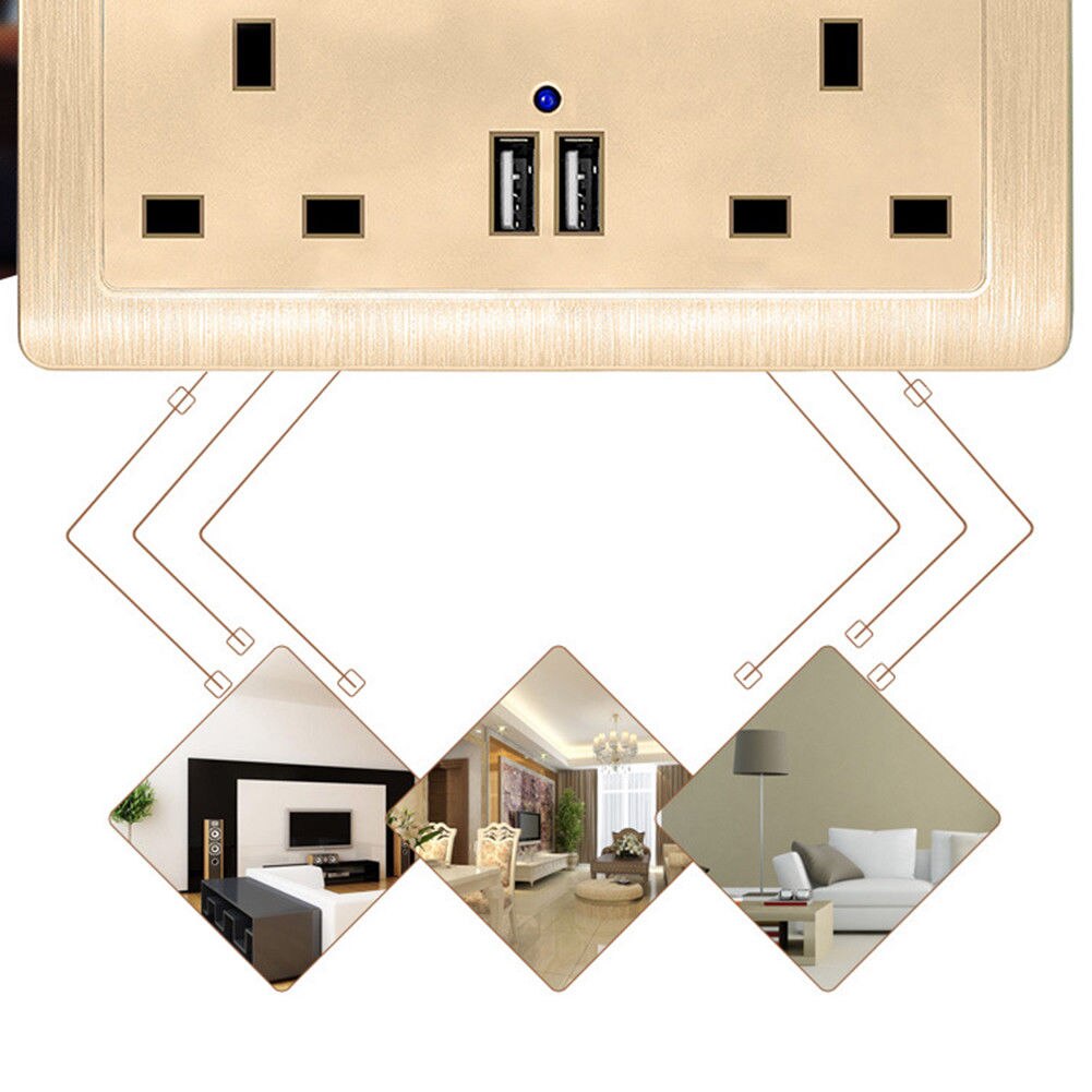 Car with 2 USB Smartphone High Speed Charger Wall Plug UK Twin Socket 2 Way 13A Port Jump Starter