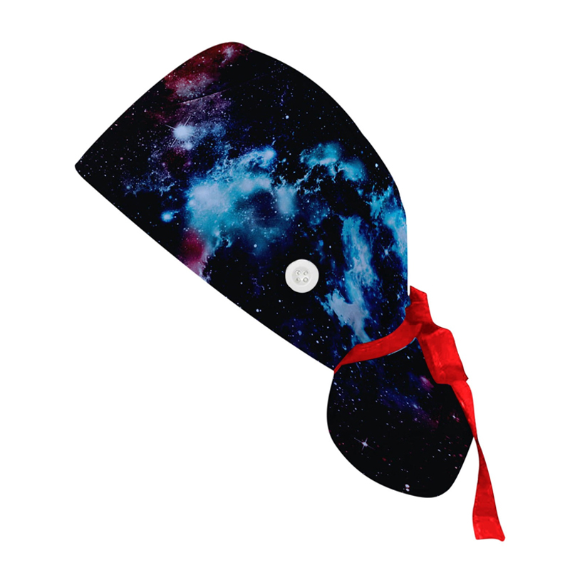Gorro de algodón con botones para hombre y mujer, estampado, accesorios para uniforme de enfermera, tienda de mascotas, gorro quirúrgico para trabajo de laboratorio de Chef: 18
