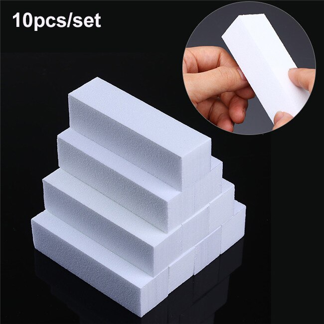 10/4/1 Pcs Roze Form Nail Buffers Bestand Voor Uv Gel White Nail File Buffer Blok Polish pedicure Schuren Nail Art Tool: 10pcs white