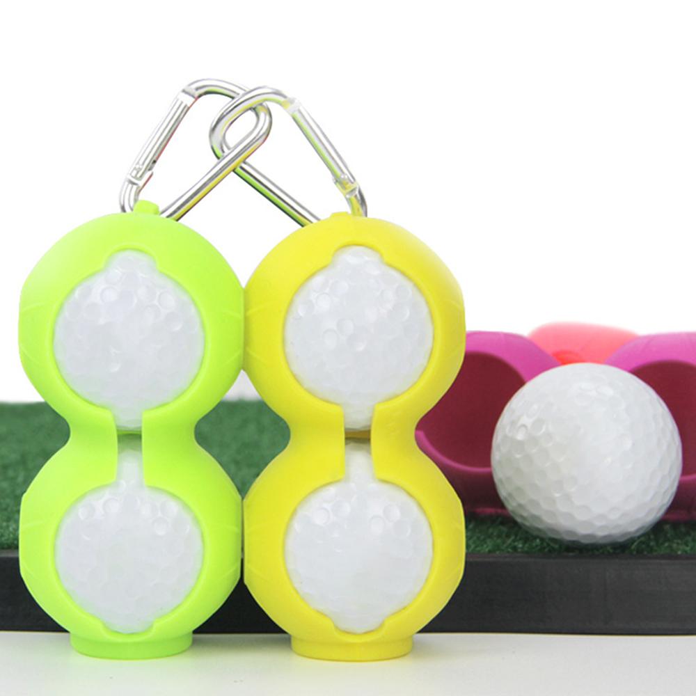 2 st karbinhake golfbollar skydda fodralhållare dubbelt skydd silikonfodral golfbollsfodral golf fitness sporttillbehör
