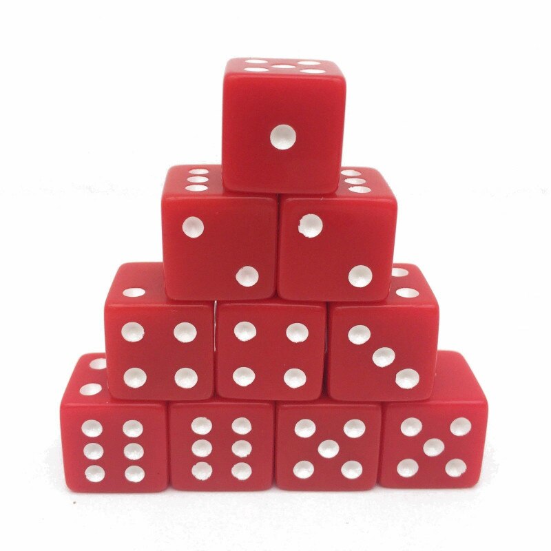 10 stks/set grensoverschrijdende Supply 16 # Rode Vierkante Hoek Dobbelstenen Dobbelstenen Bordspel Mahjong Accessoires 1.6 CM