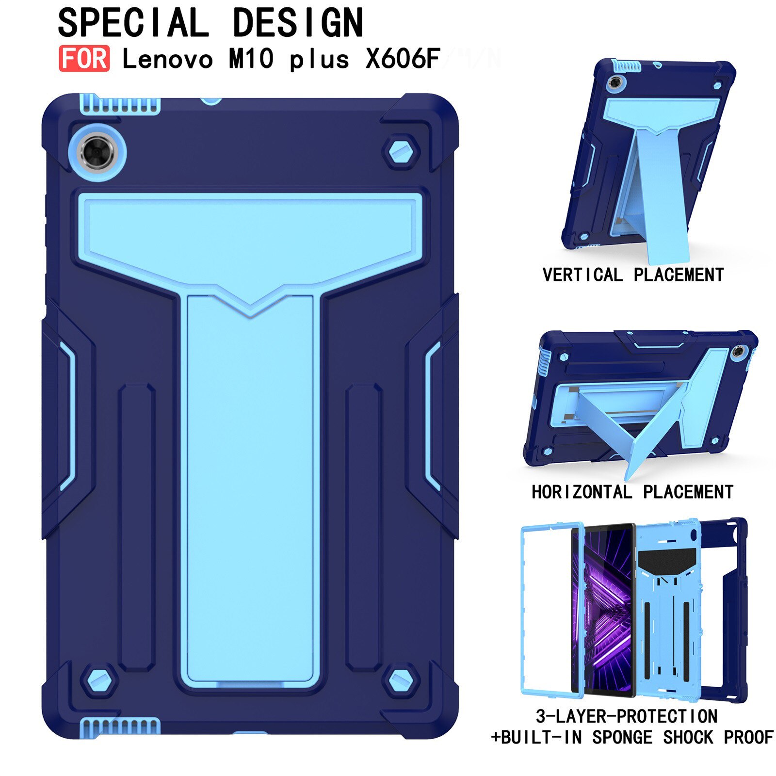 Tablet Case for Lenovo Tab M10 FHD Plus 2nd Gen - Shockproof Leather Stand Cover