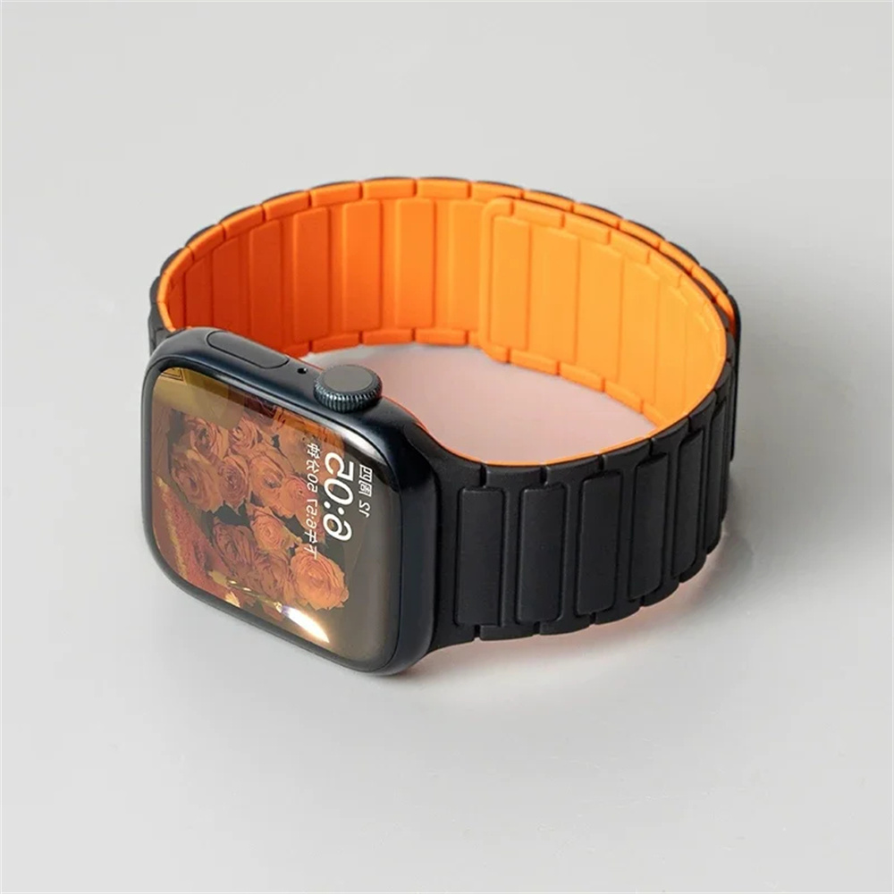 Soft Magnetic Silicone Strap for Apple Watch Ultra 2 49mm 46mm 42mm 45mm 41mm 44mm 40mm Band for IWatch Series 10 9 8 7 6 SE 5 4