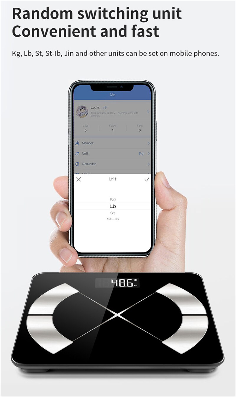 Bluetooth Body Fat Scale Electronic Digital Smart Weight Scale Floor Bathroom Scale Balance Body Weighing Scale BMI index