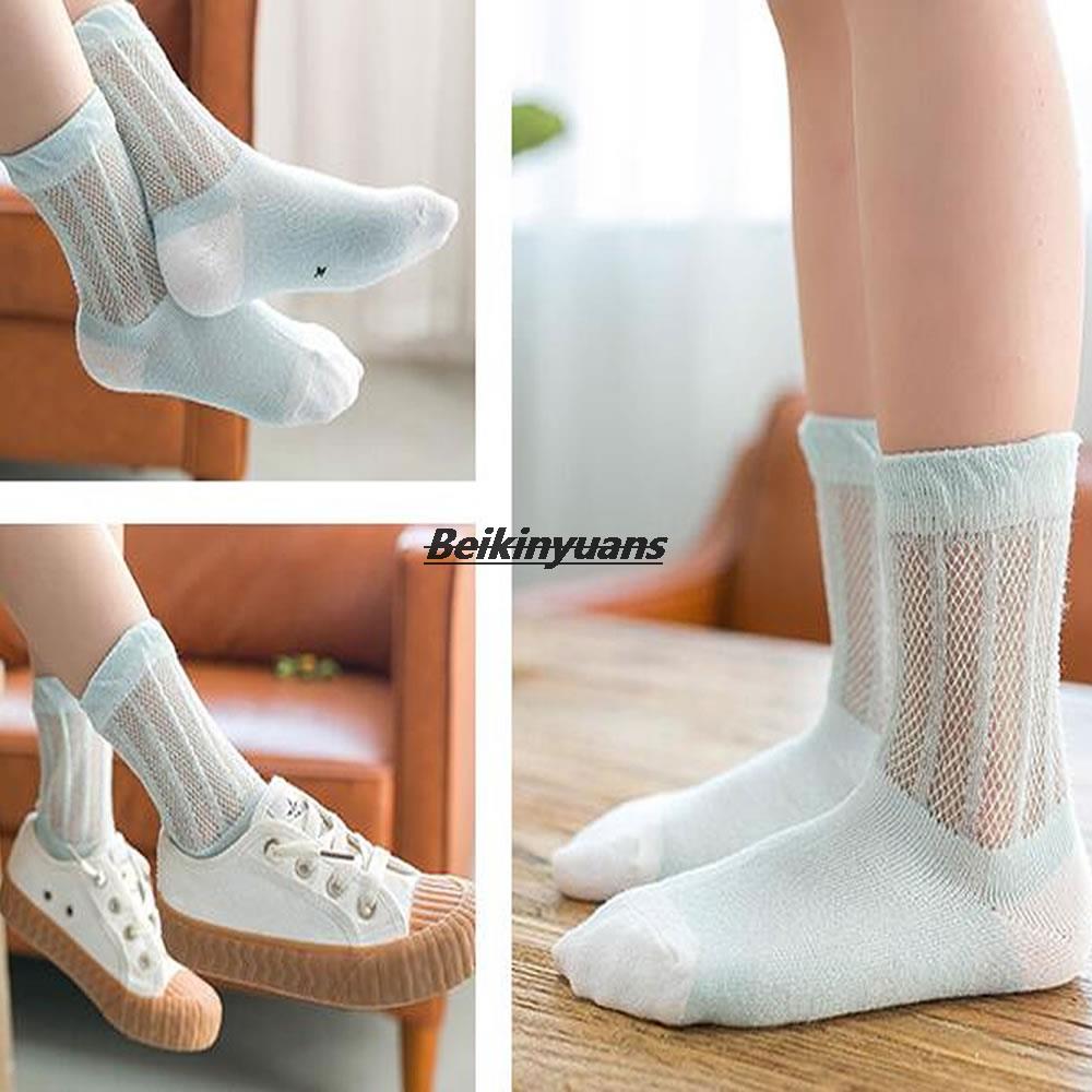 5 paia di calzini per bambini maglia tubo di ventilazione studenti calzino calzini per bambini di colore puro estate lunga sottile morbido neonato bambini sokken