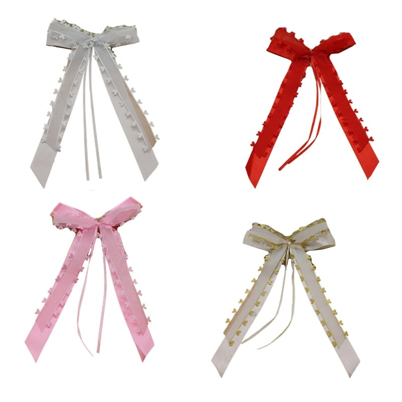 Nœuds d&#39;antenne blancs avec pompon, décoration de voiture, nœuds de mariage en Satin M6CD faits à la main