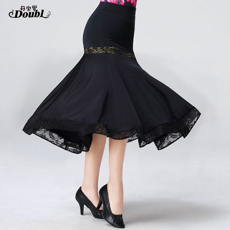 DOUBL-falda de baile larga para baile, Ropa de baile de salón, estilo, estándar nacional, práctica moderna, envuelta en la cadera,