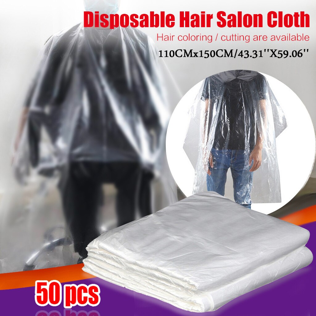 50/100 Pcs Kappers Coloring Dye Gown Schort Haar Permanenten Cape Waterdichte Transparante Wegwerp Hair Snijden Cape