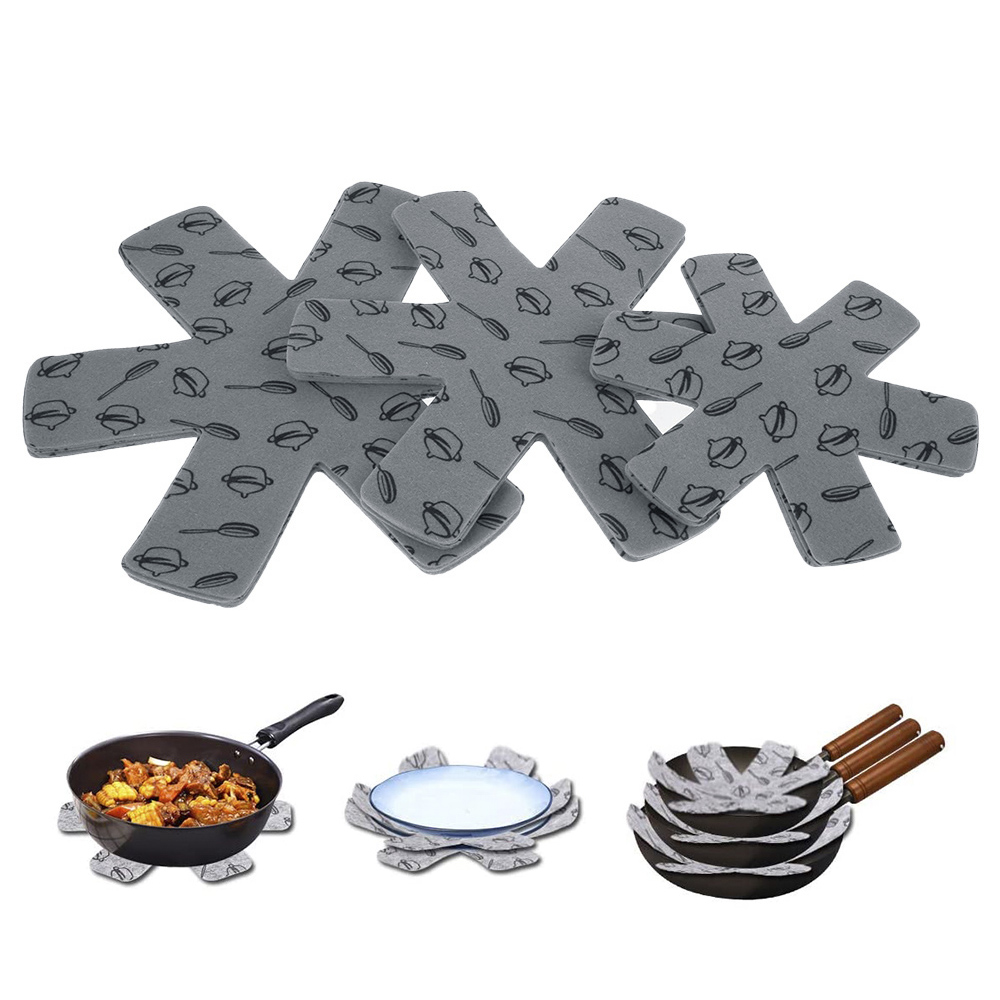 15Pcs Pot & Pan Protectors Grey/Red Non Slip Print Divider Pads to Prevent Scratching Separate and Protect Surfaces for Cookware: Red