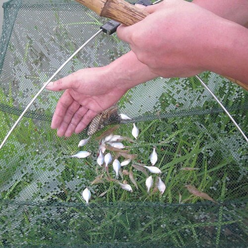 Red de pesca plegable, práctica trampa de cebos de malla, jaula de camarones y cangrejo fundido, artefactos para pescar