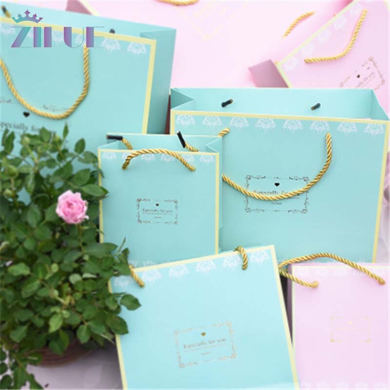 Zilue 5pcs/Lot Pink Tiffany Handbag Wedding Candy Supply Birthday Bag Party Decoration Jewelry Package Shopping Bag