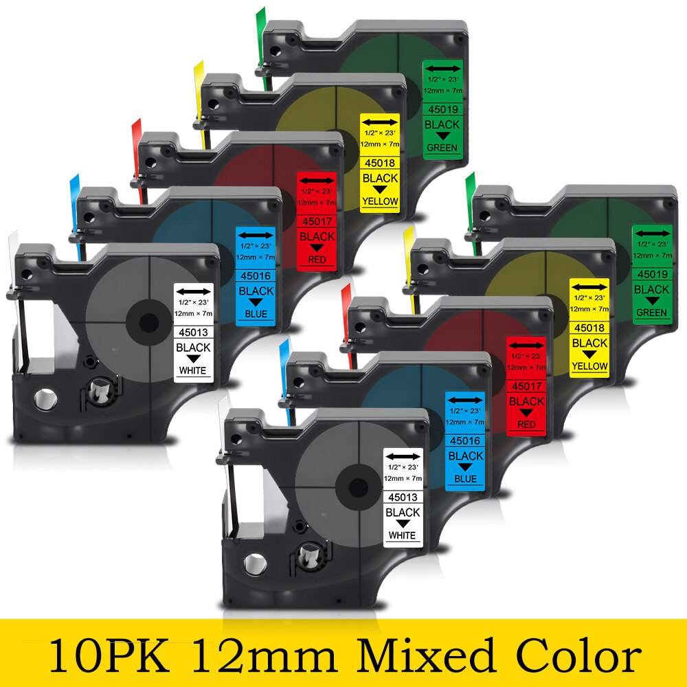 Hard Case Voor Dymo Labelmanager 160 280 Colorpop Label Printer Eva Doos Dragen Beschermende Case Tas Voor Dymo D1 45013 label Tape: 10PK Mixed Color