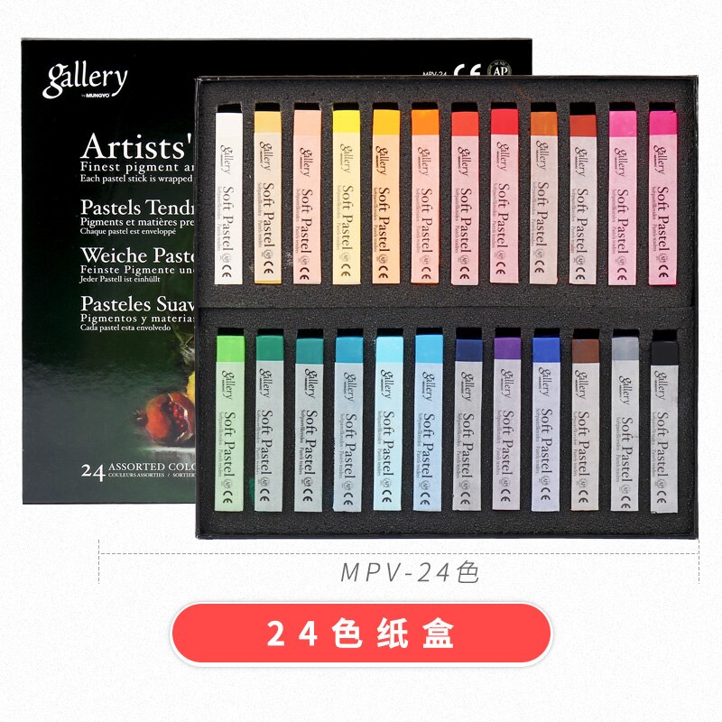 Mungyo mpv galleri bløde pasteller 12 24 36 48 farvede kridt pastelfarvning farveblyanter papkasse diverse sæt kunst tegning: Mpv -24
