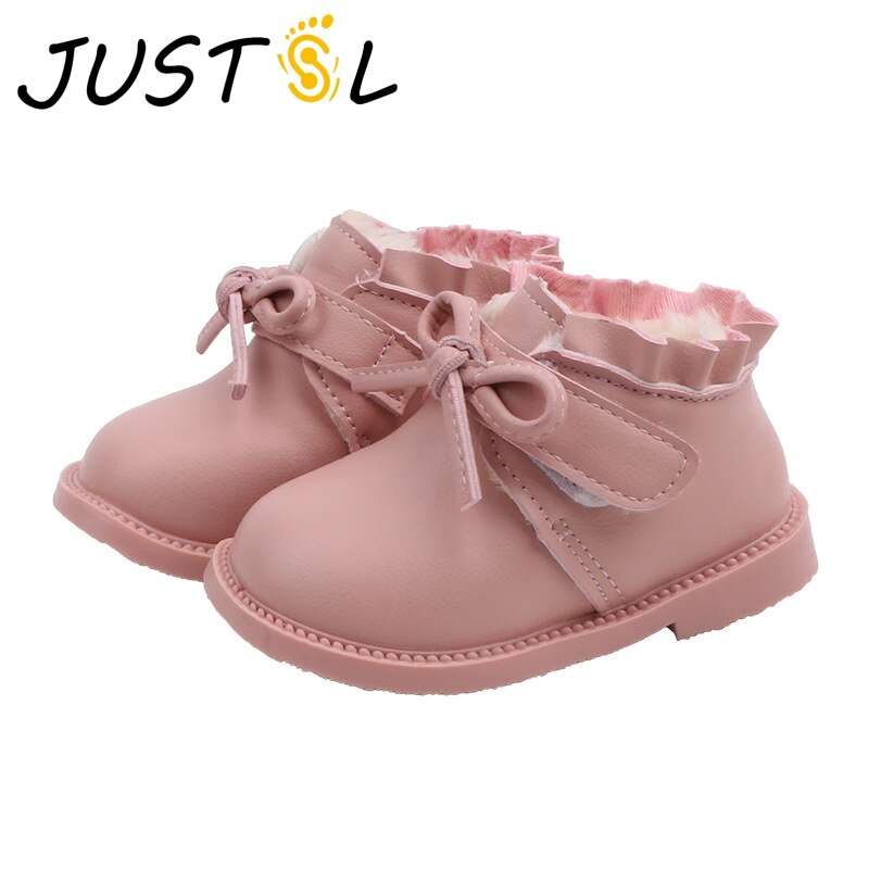 JUSTSL Winter Baby Meisjes Zachte Bodem Peuter Schoenen Kinderen Katoen gevoerde Schoenen Plus Fluwelen Houden laarzen Voor 6- 18 maanden Baby