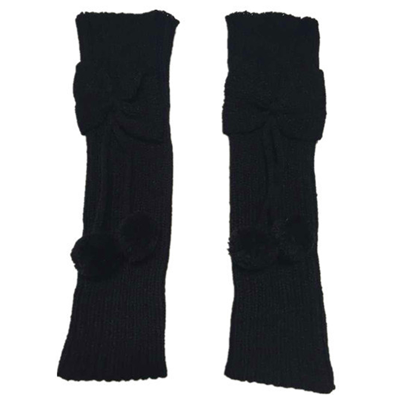 Winter Kids Meisjes Strik Beenwarmers Gebreide Pompom Been Mouwen Mode Voet Cover Kinderen Knie Pad: Black