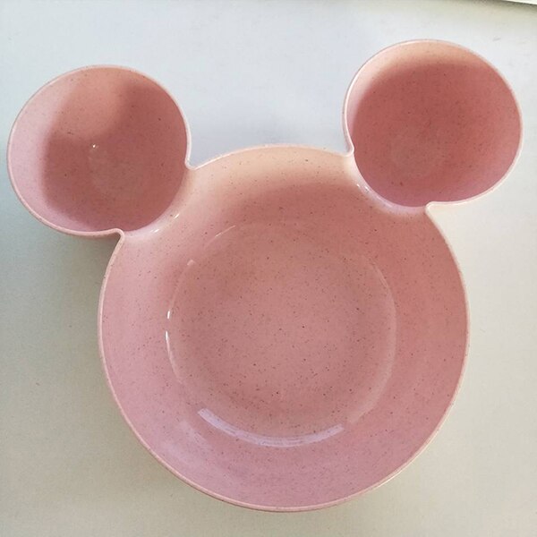 Tazón de alimentación de bebé con dibujos animados, tazón de arroz de paja de trigo para niños, plato de cena bonito, vajilla de comida para bebé: Pink Bowl