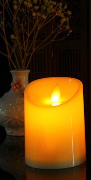 AAA Batterie Enthalten, flammenlose LED-kerzen Satz, zylindrische Batterie Betrieben Tanzenden Flamme Kerzen, Gelb Hochzeit Kerzen: 10 cm mit Batterie