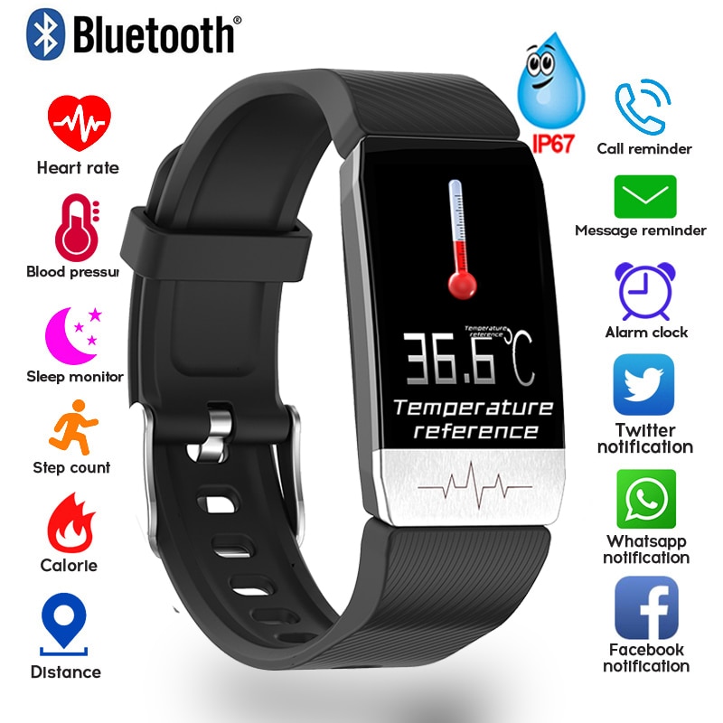 Temperature Measure Smart Band Weather Display ECG Blood Pressure Heart