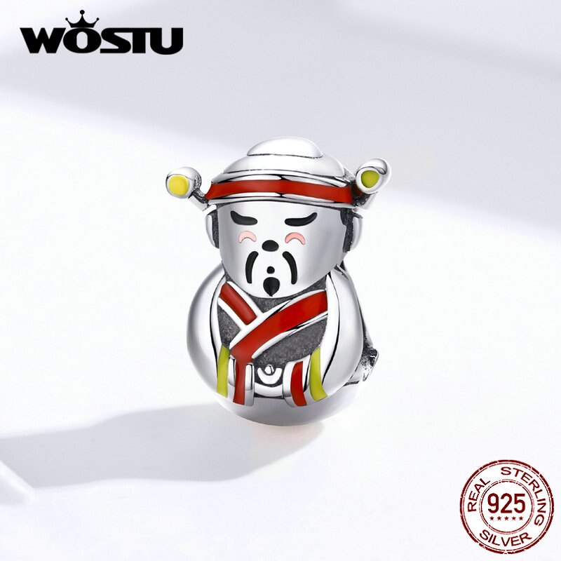 WOSTU 925 Sterling Silver The God of wealth Beads Lucky Charm Fit Original Bracelet Necklace Year Jewelry CQC1373