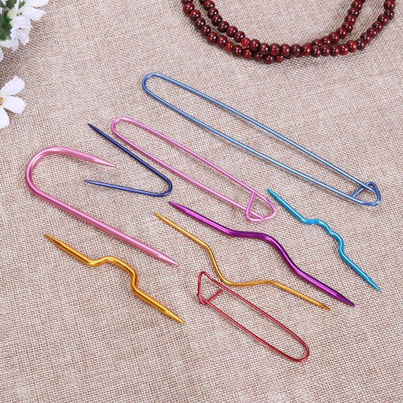 9 PCS U Shape Twist Sewing Needles Crochet Hooks Pin Knitting Needles Markers Locking Stitch Seam DIY Knitting Tools Gadgets