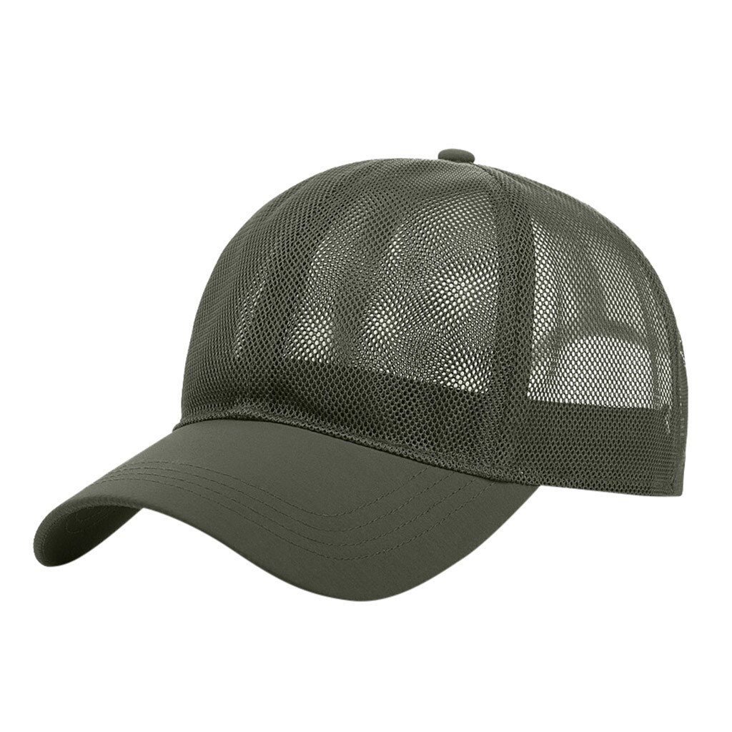 Outdoor Zomer Mesh Ademend Sport Cap Verstelbare Eenvoudige Casual Zonnehoed Unisex Effen Kleur Baseball Cap # P30: Army Green