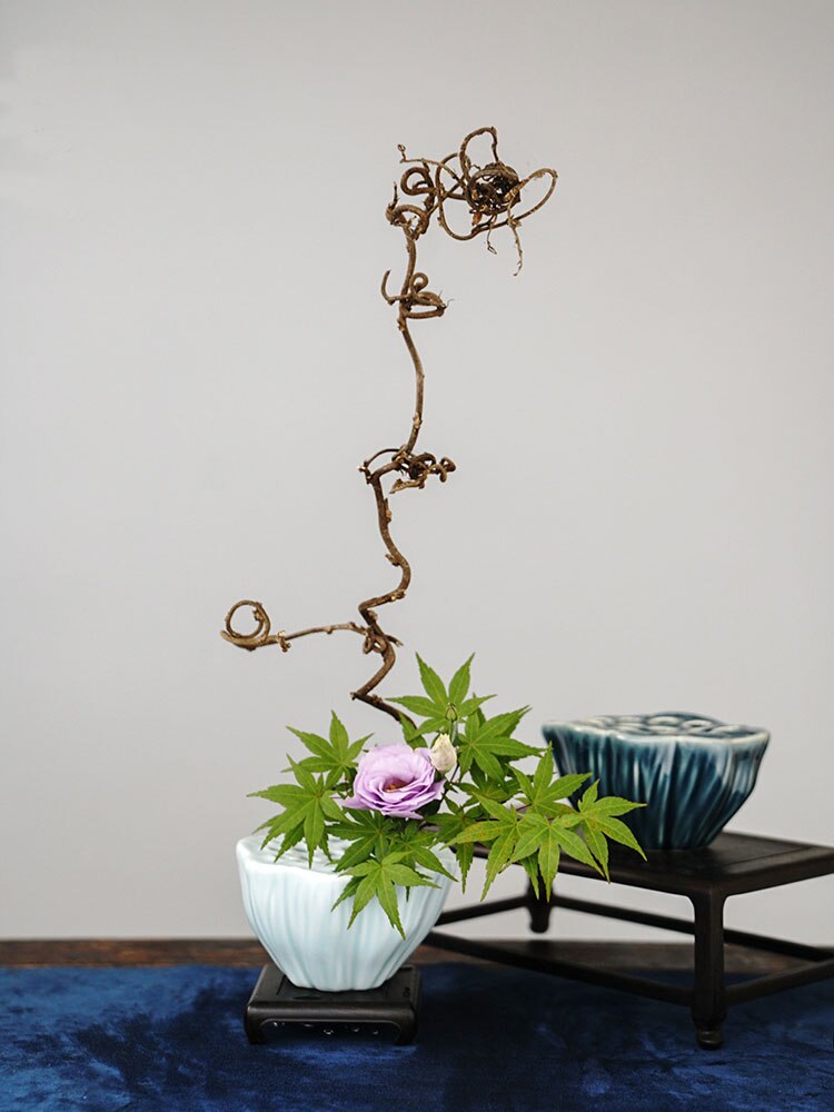 Ceramic Lotus Seedpod Japanese Ikebana Flower Arrangement Vase Tea Table Desktop Small Flower Pot Plate Decoration