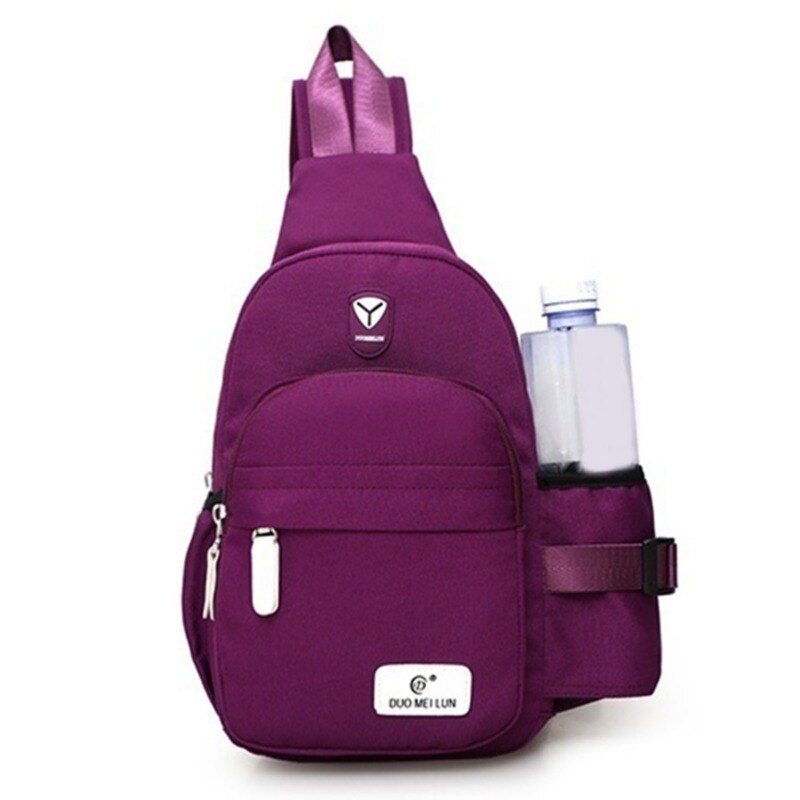 School Summer Short Trip Messengers Bag women Shoulder Bags Oxford Crossbody Bags Multi-pocket Sling Chest Bag: Purple