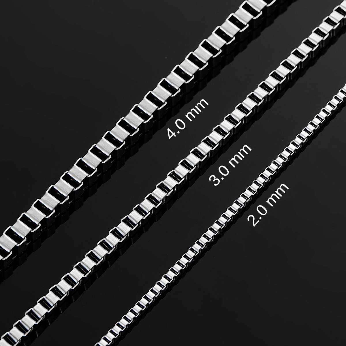 Hip Hop 2mm/3mm/4mm di spessore scatola catena a maglie in acciaio inossidabile classico stile punk collana per uomo donna gioielli da 14 a 40 pollici
