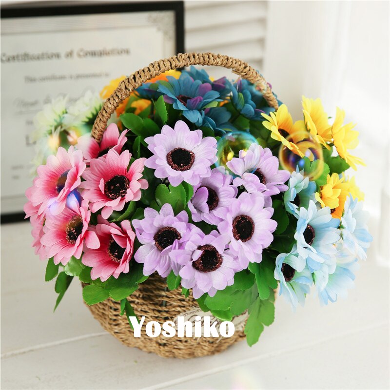 Bouquet de fleurs de tournesol en soie, 7 têtes, 30cm, pour décoration intérieure de noël, maison, mariage, fausses plantes, fleurs artificielles