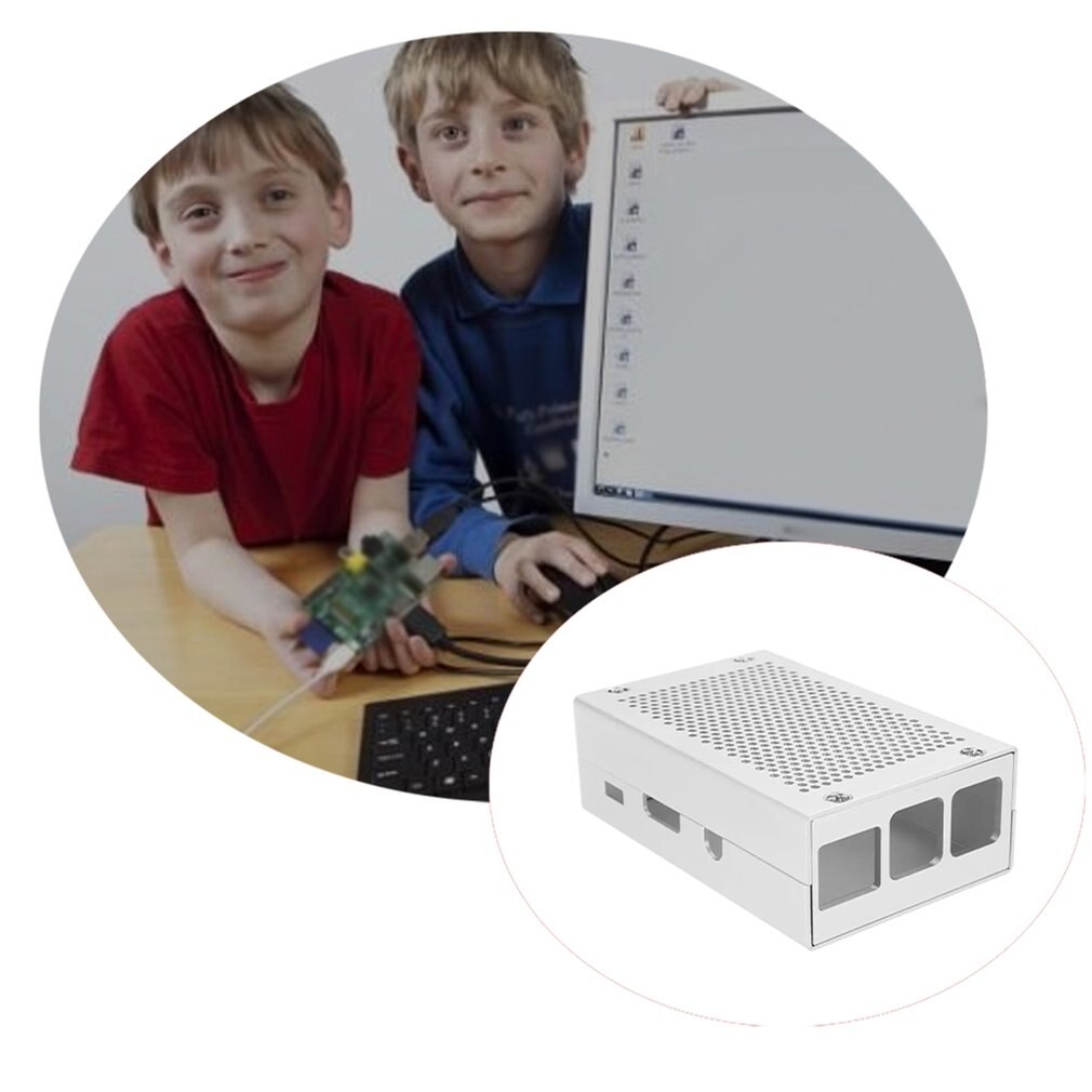 For Raspberry Pi 3 Aluminum Case Silver Case Cooling Fan Metal Enclosure for RPI Model B Compatible For Raspberry Pi 3 Model B+