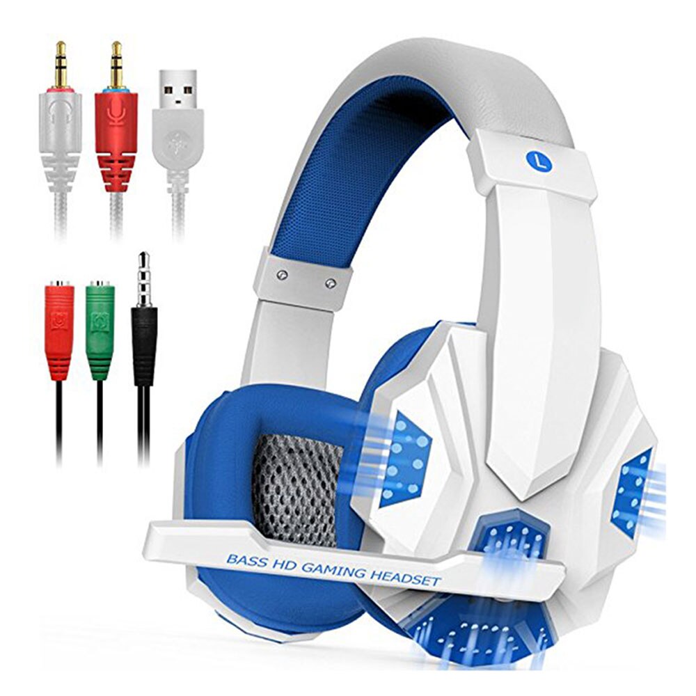 Gaming headset datamaskin stereo gaming hodetelefoner beste casque dyp bass spill øretelefoner med mic led lys for pc gamer
