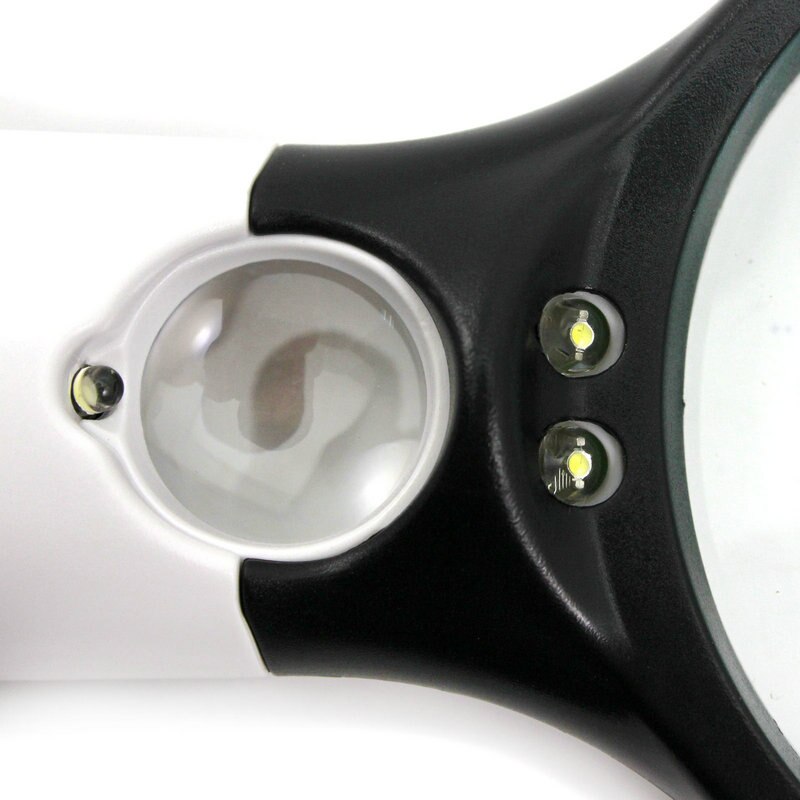 Handheld Magnifier Glass Lens With LED Light 45X Magnification Reading Fine Work