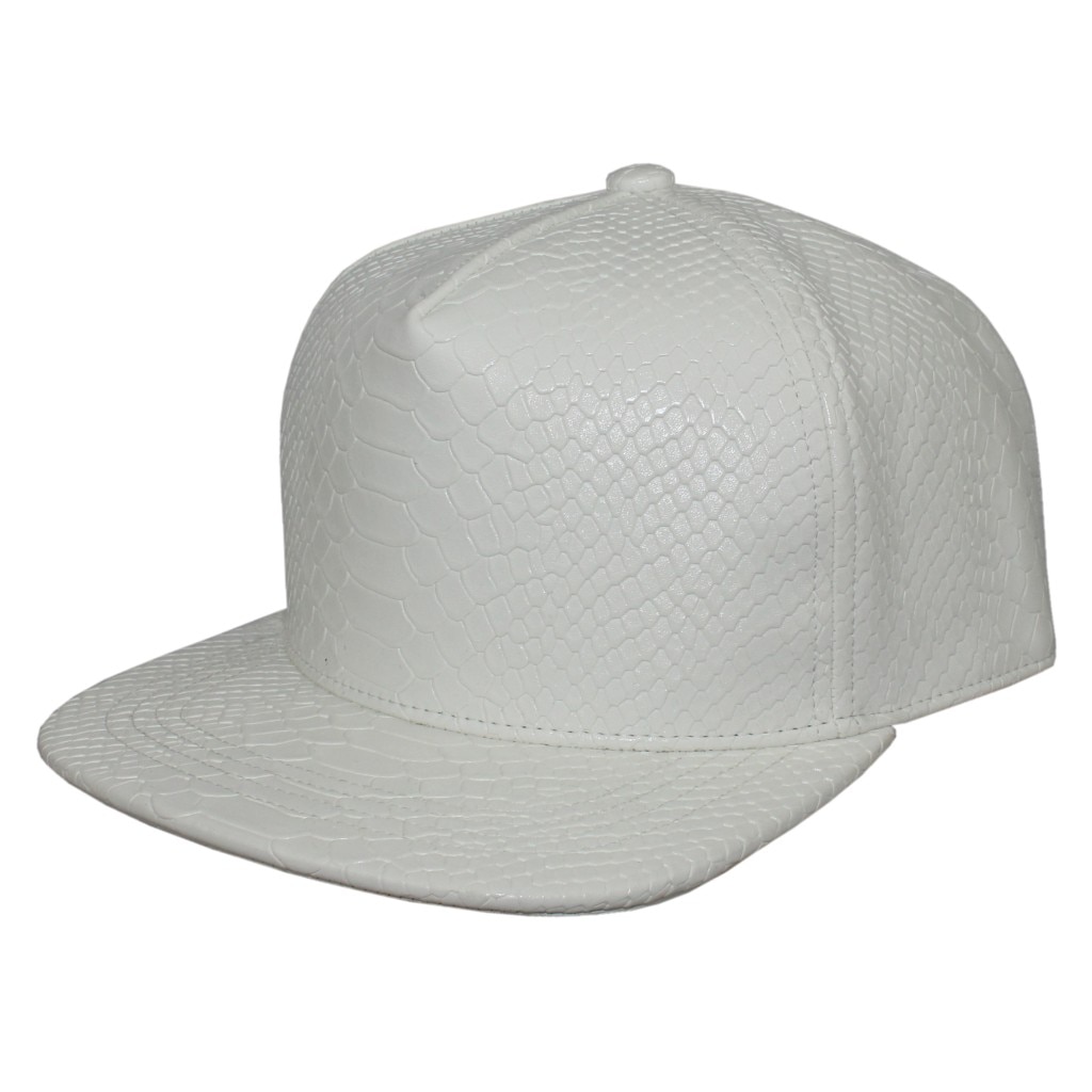 5 Panel White and 6 Panel Black Snapback PU Faux leather Structured Baseball Cap 60% Off Promotional Baseball Cap
