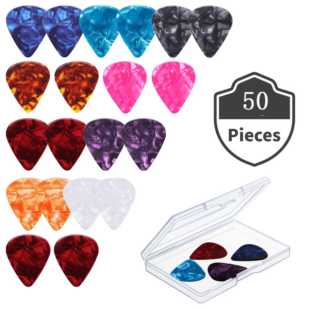 50 Stks/set Celluloid Gitaar Plectrum 20*0.46Mm 20*0.71Mm 10*0.96Mm Dikte Gitaar accessoires Met Doos Abs Plectrums: Celluloid  pick