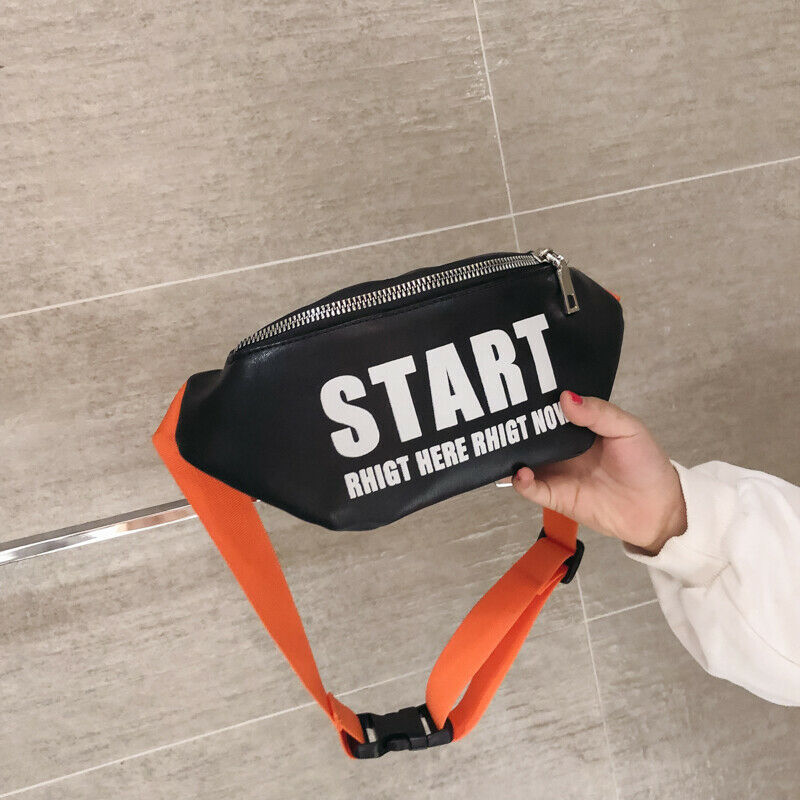 Menina legal preto saco da cintura fanny pacote brilhante começar rhigt aqui rhigt agora carta plutônio bolsa no peito cinto garoto menino telefone bolsa de viagem