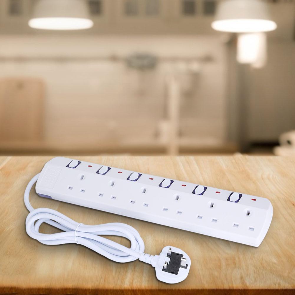 6 Outlets UK Plug Power Socket Multifunction Adapter Power Socket Strip 13A 250V