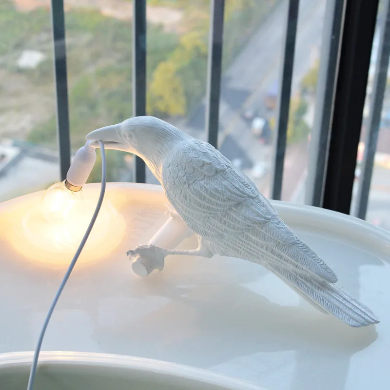 Nordic Lucky Bird Table Lamp Bedroom Bedside Living Room Table Lights Resin Animal Lively Home Decor Lighting Fixture