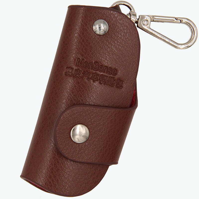 Portefeuille en cuir synthétique polyuréthane porte-carte organisateur d'affaires femme de ménage porte-clés sacs à main hommes femmes Portable poche voiture clés sac à pince: Light Brown
