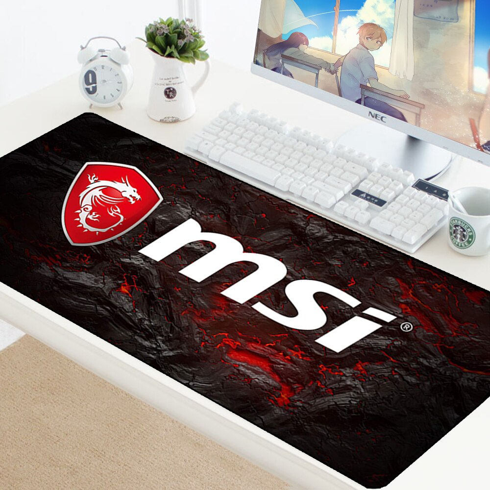 Alfombrilla de ratón grande XXL MSI, antideslizante, de goma, para teclado, ordenador portátil, velocidad, ratón de escritorio: 1 / Size 800x300x2 mm